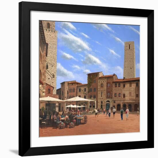 Piazza Della Cisterna San Gimignano Tuscany-Richard Harpum-Framed Art Print