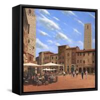 Piazza Della Cisterna San Gimignano Tuscany-Richard Harpum-Framed Stretched Canvas