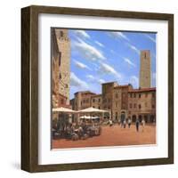 Piazza Della Cisterna San Gimignano Tuscany-Richard Harpum-Framed Art Print