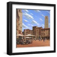 Piazza Della Cisterna San Gimignano Tuscany-Richard Harpum-Framed Art Print