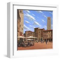 Piazza Della Cisterna San Gimignano Tuscany-Richard Harpum-Framed Art Print