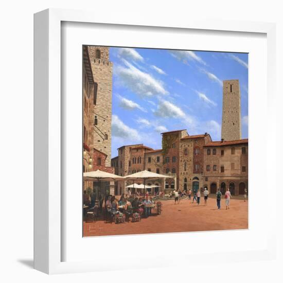 Piazza Della Cisterna San Gimignano Tuscany-Richard Harpum-Framed Art Print