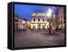 Piazza della Loggia at Dusk, Brescia, Lombardy, Italy, Europe-Vincenzo Lombardo-Framed Stretched Canvas