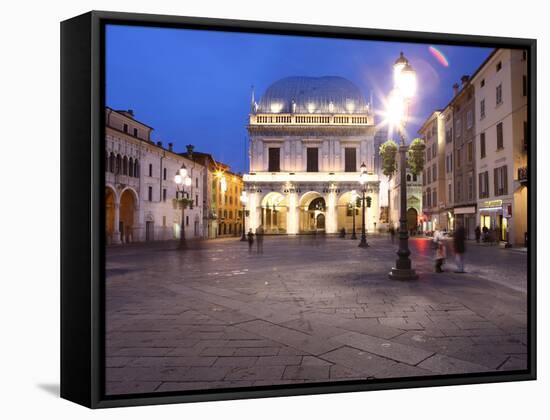 Piazza della Loggia at Dusk, Brescia, Lombardy, Italy, Europe-Vincenzo Lombardo-Framed Stretched Canvas