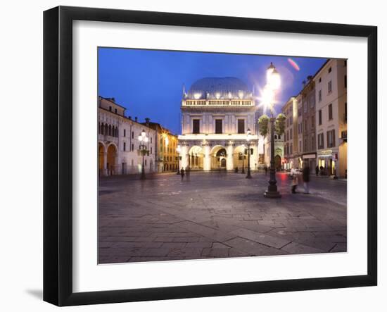 Piazza della Loggia at Dusk, Brescia, Lombardy, Italy, Europe-Vincenzo Lombardo-Framed Photographic Print