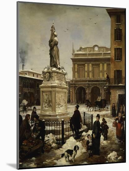 Piazza Della Loggia in Snow-Angelo Inganni-Mounted Giclee Print