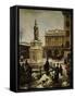 Piazza Della Loggia in Snow-Angelo Inganni-Framed Stretched Canvas