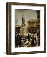 Piazza Della Loggia in Snow-Angelo Inganni-Framed Giclee Print