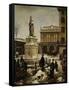 Piazza Della Loggia in Snow-Angelo Inganni-Framed Stretched Canvas