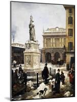 Piazza Della Loggia in the Snow in Brescia, 1879-Angelo Inganni-Mounted Giclee Print