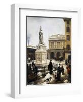 Piazza Della Loggia in the Snow in Brescia, 1879-Angelo Inganni-Framed Giclee Print