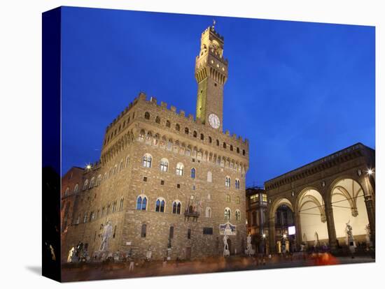 Piazza della Signoria and Palazzo Vecchio, Florence, UNESCO World Heritage Site, Tuscany, Italy-Vincenzo Lombardo-Stretched Canvas