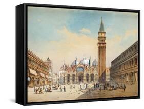 Piazza Di San Marco, Venice-Friedrich Perlberg-Framed Stretched Canvas