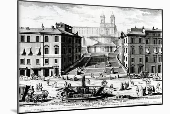 Piazza Di Spagna, C.1740 (Engraving)-Giuseppe Vasi-Mounted Giclee Print