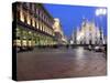 Piazza Duomo at Dusk, Milan, Lombardy, Italy, Europe-Vincenzo Lombardo-Stretched Canvas