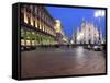 Piazza Duomo at Dusk, Milan, Lombardy, Italy, Europe-Vincenzo Lombardo-Framed Stretched Canvas