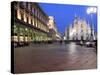 Piazza Duomo at Dusk, Milan, Lombardy, Italy, Europe-Vincenzo Lombardo-Stretched Canvas