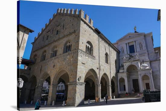 Piazza Duomo, Palazzo della Ragione and Bergamo Cathedral, Bergamo, Lombardy, Italy-Carlo Morucchio-Stretched Canvas