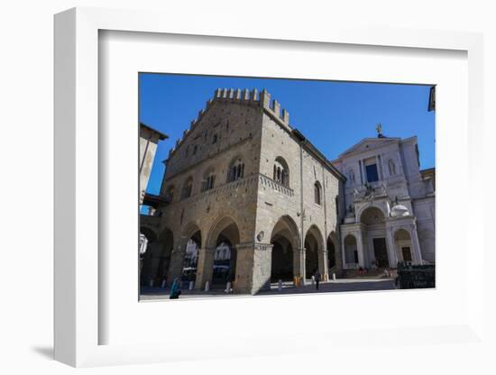 Piazza Duomo, Palazzo della Ragione and Bergamo Cathedral, Bergamo, Lombardy, Italy-Carlo Morucchio-Framed Photographic Print