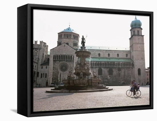 Piazza Duomo, with the Statue of Neptune, Trento, Trentino, Italy-Michael Newton-Framed Stretched Canvas