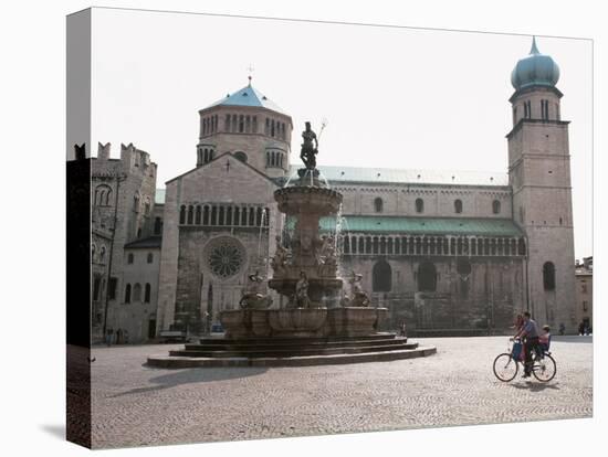 Piazza Duomo, with the Statue of Neptune, Trento, Trentino, Italy-Michael Newton-Stretched Canvas