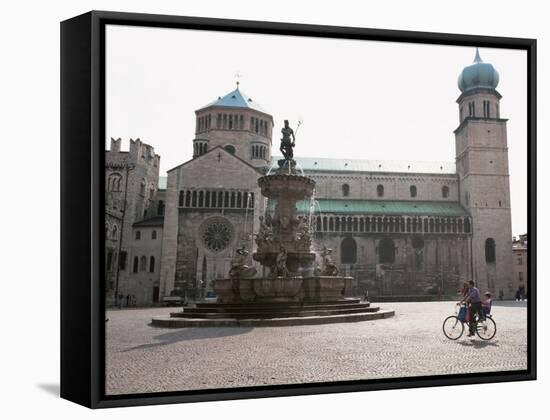 Piazza Duomo, with the Statue of Neptune, Trento, Trentino, Italy-Michael Newton-Framed Stretched Canvas