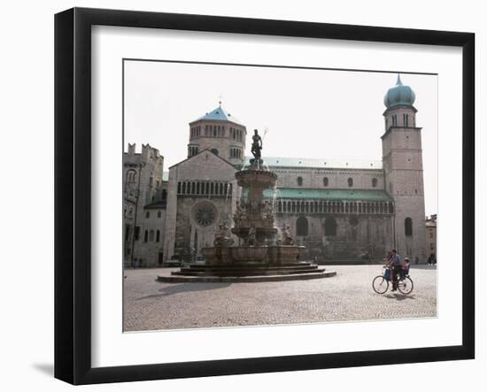 Piazza Duomo, with the Statue of Neptune, Trento, Trentino, Italy-Michael Newton-Framed Photographic Print