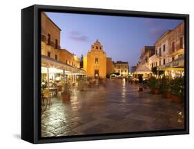 Piazza Matrice at Dusk, Trapani, Favignana Island, Sicily, Italy, Europe-Vincenzo Lombardo-Framed Stretched Canvas