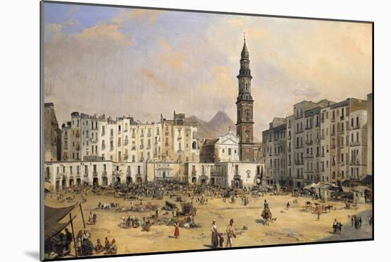 Piazza, Naples, Italy, Mid 19th Century-Jean-Auguste Bard-Mounted Giclee Print