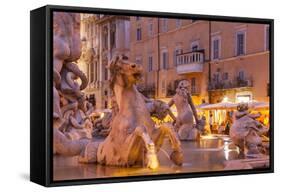 Piazza Navona in Rome, Lazio, Italy, Europe-Julian Elliott-Framed Stretched Canvas