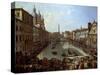 Piazza Navona in Rome Set under Water-Giovanni Paolo Pannini-Stretched Canvas
