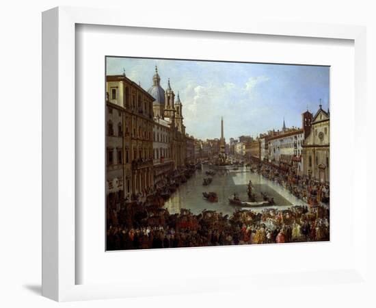 Piazza Navona in Rome Set under Water-Giovanni Paolo Pannini-Framed Giclee Print