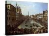 Piazza Navona in Rome Set under Water-Giovanni Paolo Pannini-Stretched Canvas