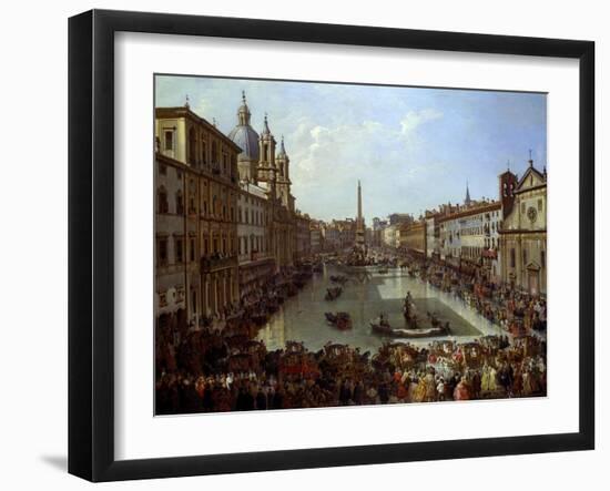 Piazza Navona in Rome Set under Water-Giovanni Paolo Pannini-Framed Giclee Print