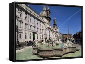 Piazza Navona, Rome, Lazio, Italy-John Miller-Framed Stretched Canvas