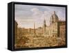 Piazza Navona, Rome, Looking South Towards Palazzo Pamphilj and Palazzo Massimo Lancellotti-Salvatore Colonelli Sciarra-Framed Stretched Canvas