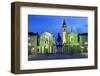 Piazza San Carlo as the Floodlights Come on at Dusk, Turin, Piedmont, Italy, Europe-Mark Sunderland-Framed Photographic Print