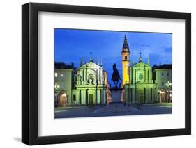 Piazza San Carlo as the Floodlights Come on at Dusk, Turin, Piedmont, Italy, Europe-Mark Sunderland-Framed Photographic Print