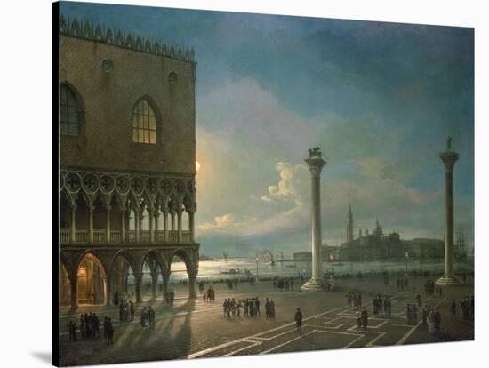 Piazza San Marco by Moonlight, Venice-Giovanni Grubacs-Stretched Canvas