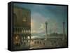 Piazza San Marco by Moonlight, Venice-Giovanni Grubacs-Framed Stretched Canvas