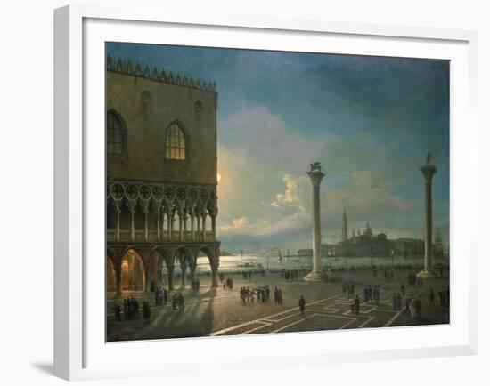 Piazza San Marco by Moonlight, Venice-Giovanni Grubacs-Framed Giclee Print