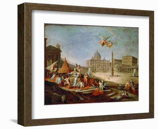 Piazza San Pietro, Rome with an Allegory of the Triumph of the Papacy-Giovanni Paolo Panini-Framed Giclee Print