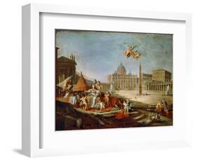 Piazza San Pietro, Rome with an Allegory of the Triumph of the Papacy-Giovanni Paolo Panini-Framed Giclee Print