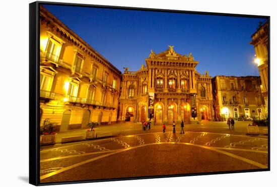 Piazza Vincenzo Bellini and Teatro Massimo Bellini Opera House, Catania, Sicily, Italy, Europe-Carlo Morucchio-Framed Stretched Canvas