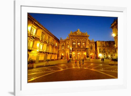Piazza Vincenzo Bellini and Teatro Massimo Bellini Opera House, Catania, Sicily, Italy, Europe-Carlo Morucchio-Framed Photographic Print