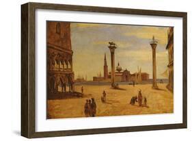 Piazzetta Di San Marco, Venice, 1828-34-Jean-Baptiste-Camille Corot-Framed Giclee Print