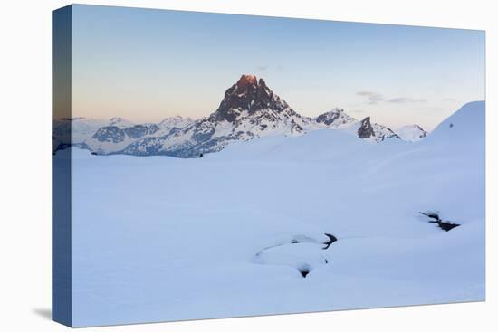 Pic Du Midi D'Ossau And Lac Gentau In Winter. Pyrenees National Park. Aquitaine. France-Oscar Dominguez-Stretched Canvas