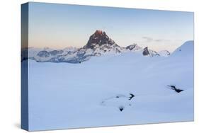 Pic Du Midi D'Ossau And Lac Gentau In Winter. Pyrenees National Park. Aquitaine. France-Oscar Dominguez-Stretched Canvas