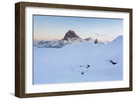 Pic Du Midi D'Ossau And Lac Gentau In Winter. Pyrenees National Park. Aquitaine. France-Oscar Dominguez-Framed Photographic Print