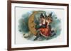 Picant Brand Cigar Box Label, Fairy Woman Smoking on the Moon-Lantern Press-Framed Art Print